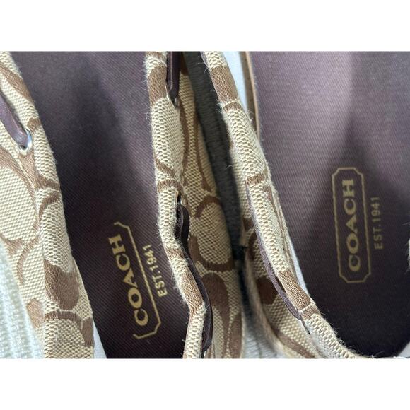 Coach Mellow Shoes Womens Size 9M Tan Signature Canvas Espadrille Slip On Flats - Picture 4 of 8